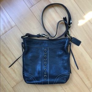 Coach black leather shoulder bag